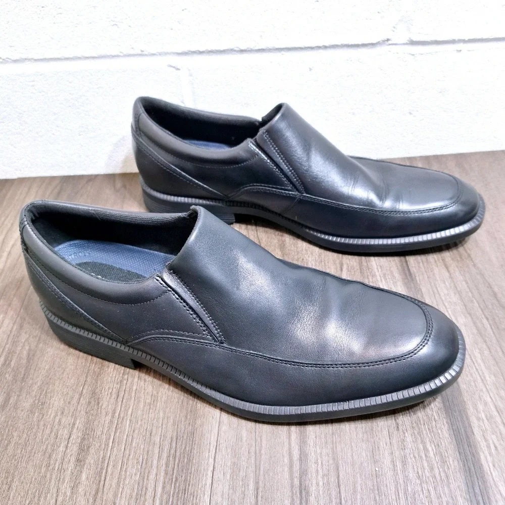 Rockport Dressports Men's 11M Black Leather Slip On Loafers CI9209 Dress Shoes